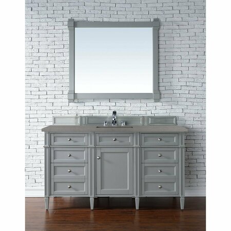 James Martin Vanities Brittany 60in Single Vanity, Urban Gray w/ 3 CM Grey Expo Quartz Top 650-V60S-UGR-3GEX